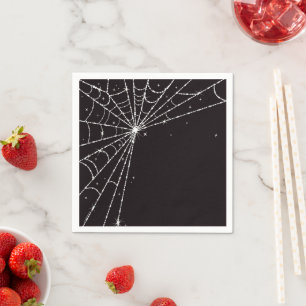 Zwart-wit Sparkling Diamond Spider Web Servet