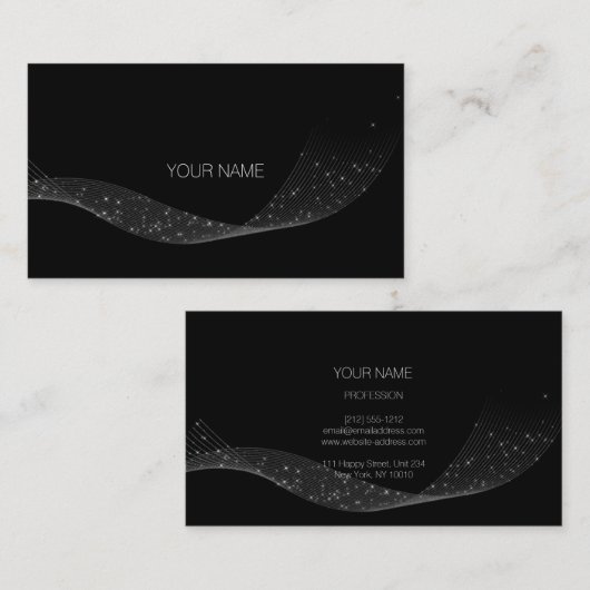 Zwart Wit Sparkly Glitter Lint Event Planner Visitekaartje (Voorkant / Achterkant)