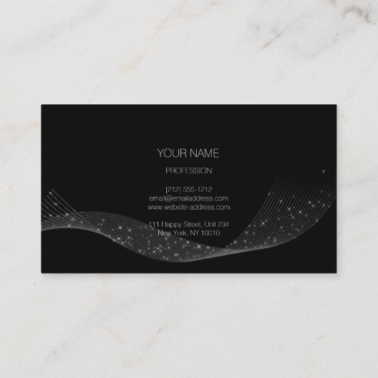 Zwart Wit Sparkly Glitter Lint Event Planner Visitekaartje (Achterkant)