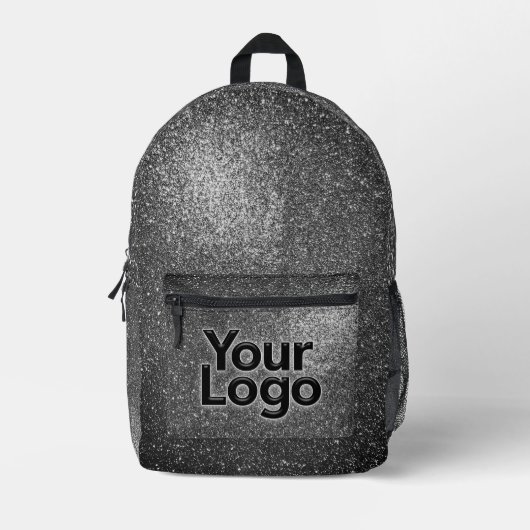 Zwart-wit Sparkly Glitter Professionele Logo Bedrukte Rugzak (Voorkant)