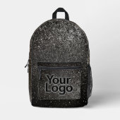 Zwart-wit Sparkly Glitter Professionele Logo Bedrukte Rugzak (Voorkant)