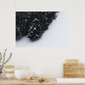 Zwart-wit sparrenbos en sneeuw poster (Keuken)