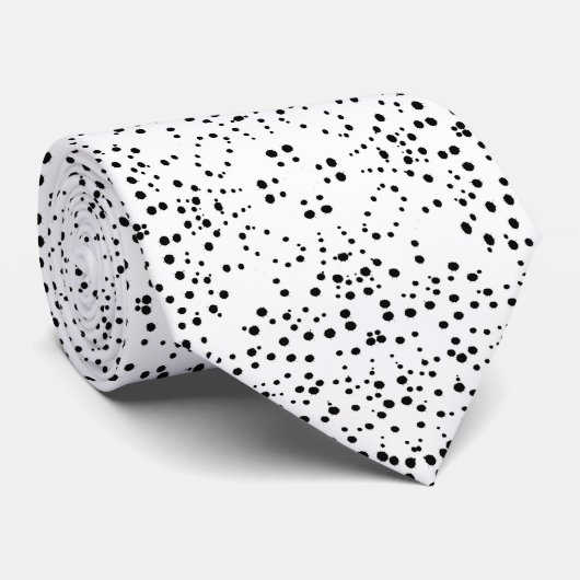 Zwart-wit Spatter Dot Art Pattern Abstract Stropdas (Opgerold)
