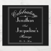 Zwart-wit, speciaal aangepast grafisch huwelijk sparkling wijnetiket (Enkel label)