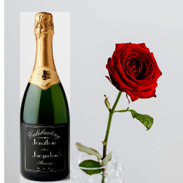 Zwart-wit, speciaal aangepast grafisch huwelijk sparkling wijnetiket