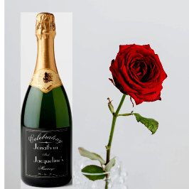 Zwart-wit, speciaal aangepast grafisch huwelijk sparkling wijnetiket