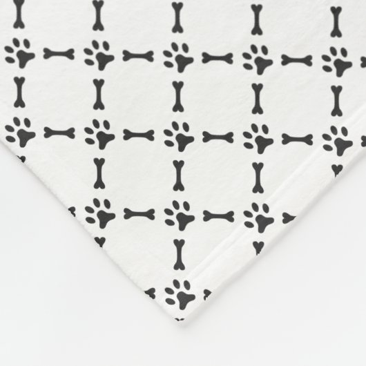 Zwart-wit, speciaal gepersonaliseerd Doggie Blanke Fleece Deken (Hoek)