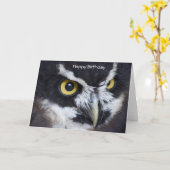 Zwart-wit Spectacled Owl Verjaardag Kaart (Gele Bloem)