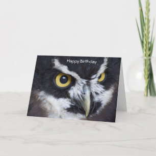 Zwart-wit Spectacled Owl Verjaardag Kaart