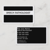 Zwart wit SPEECH PATHOLOGIST visitekaartje (Voorkant / Achterkant)