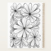 Zwart-wit speelse bloemen en bladeren ontwerp planner (Achterkant)