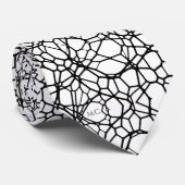 Zwart Wit Speelse Eigenzinnige Geometrische Monogr Stropdas (Opgerold)