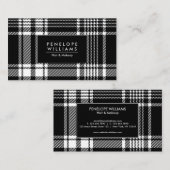 Zwart-wit speldenartan visitekaartje (Voorkant / Achterkant)