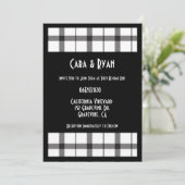 Zwart, wit, speldenband, Classy, Chic, Modern Wedd Kaart (Staand voorkant)