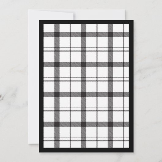 Zwart, wit, speldenband, Classy, Chic, Modern Wedd Kaart (Achterkant)