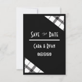 Zwart, wit, speldenband, Classy, Chic, Modern Wedd Save The Date (Voorkant)