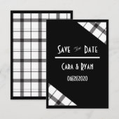 Zwart, wit, speldenband, Classy, Chic, Modern Wedd Save The Date (Voorkant / Achterkant)