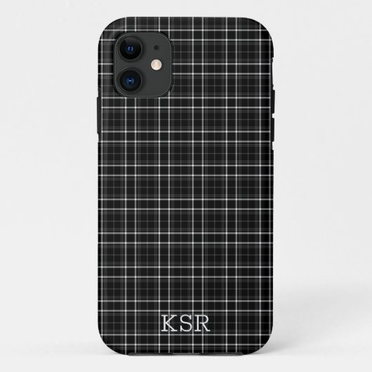 Zwart-wit speldenmonogram Case-Mate iPhone case (Achterkant)