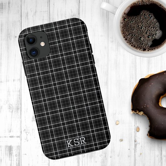 Zwart-wit speldenmonogram Case-Mate iPhone case