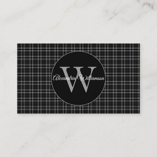 Zwart-wit speldenmonogram visitekaartje (Voorkant)