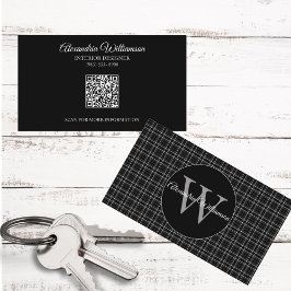 Zwart-wit speldenmonogram visitekaartje