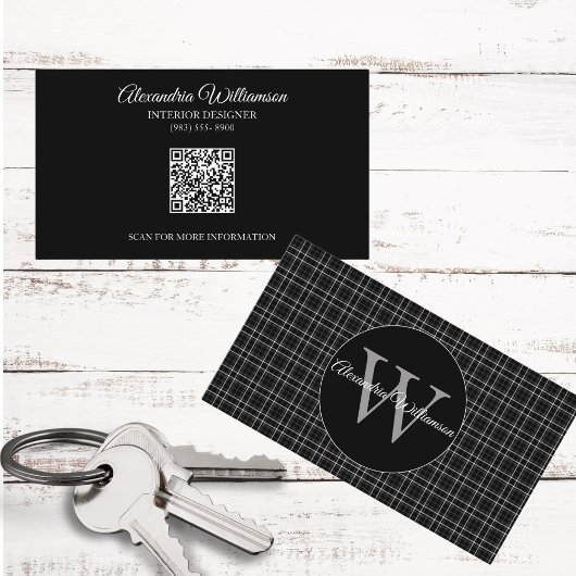 Zwart-wit speldenmonogram visitekaartje