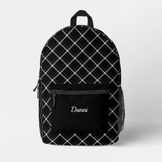 Zwart-wit speldenstang bedrukte rugzak (Voorkant)