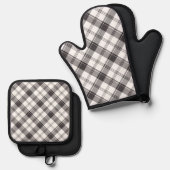 Zwart-wit speldenstang ovenwant & pannenlap set (Voorkant / Achterkant)