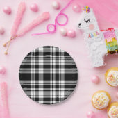 Zwart-wit speldenstang papieren bordje (Feest)