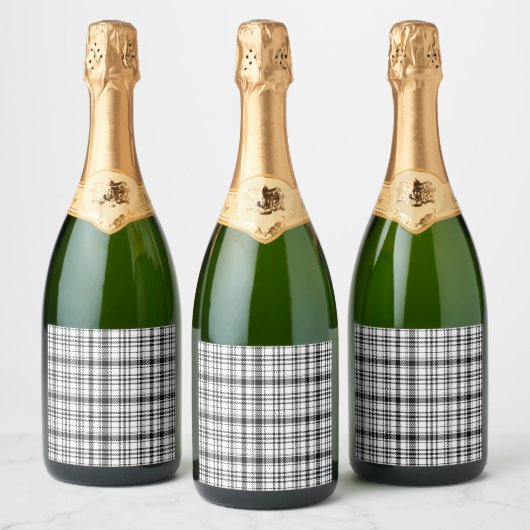 Zwart-wit speldenstang sparkling wijnetiket (Flessen)