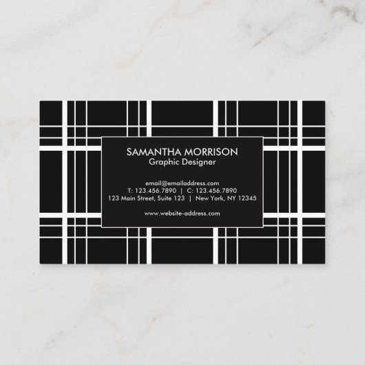 Zwart-wit speldenstang visitekaartje (Achterkant)