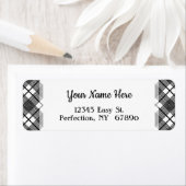 Zwart wit spelpatroon bewerkbaar retouradres etiket (Insitu)