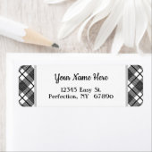 Zwart wit spelpatroon bewerkbaar retouradres etiket (Insitu)