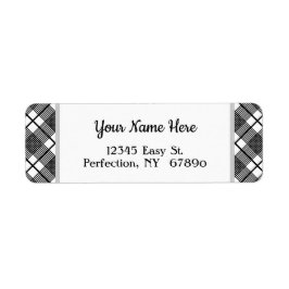 Zwart wit spelpatroon bewerkbaar retouradres etiket