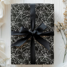 Zwart-wit Spider Web Halloween Cadeaupapier