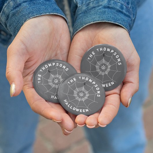 Zwart-wit Spider Web Halloween Custom Ronde Button 7,6 Cm