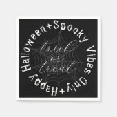 Zwart-wit Spider Web Modern Happy Halloween Servet (Voorkant)