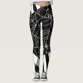 Zwart & Wit Spiderweb Patchwork Halloween Leggings (Voorkant)