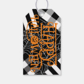 Zwart & Wit Spiderweb Patchwork Halloween Party Cadeaulabel (Achterkant)