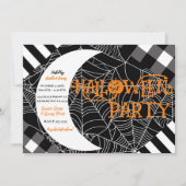 Zwart & Wit Spiderweb Patchwork Halloween Party Kaart (Voorkant)