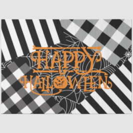 Zwart & Wit Spiderweb Patchwork Halloween Party Tissuepapier