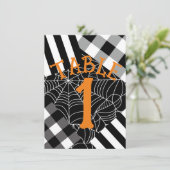Zwart & Wit Spiderweb Patchwork Halloween Tafel Kaart (Staand voorkant)
