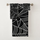 Zwart & Wit Spiderwebs Halloween Bad Handdoek (Insitu)