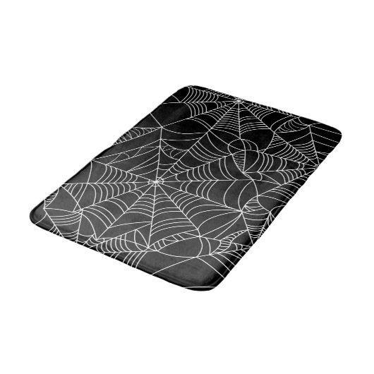 Zwart & Wit Spiderwebs Halloween Badmat (Gekanteld)
