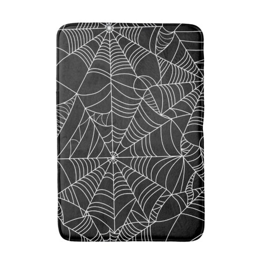 Zwart & Wit Spiderwebs Halloween Badmat (Voorkant Verticaal)