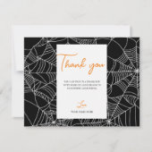 Zwart & Wit Spiderwebs Halloween Dank u Kaart (Voorkant)
