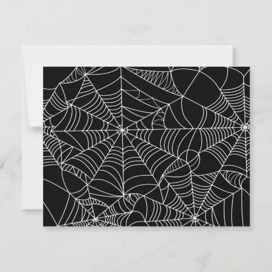 Zwart & Wit Spiderwebs Halloween Dank u Kaart (Achterkant)