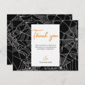Zwart & Wit Spiderwebs Halloween Dank u Kaart (Voorkant / Achterkant)