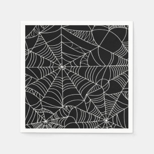 Zwart & Wit Spiderwebs Halloween Feest Servet