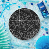Zwart & Wit Spiderwebs Halloween Party Papieren Bordje (Feest)